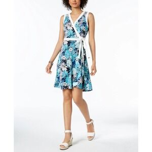 Tommy Hilfiger Blue Floral Polished Dress Sleeveless‎ Casual Size 16 Boho NWT